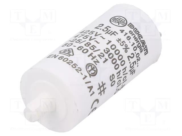 Capacitor: polypropylene; motors, run; 2.5uF; 475VAC; Ø28x55mm DUCATI ENERGIA 4.16.10.02.27