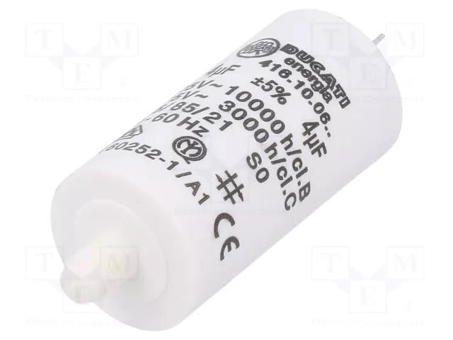 Capacitor: polypropylene; motors, run; 4uF; 475VAC; Ø28x55mm; ±5% DUCATI ENERGIA 4.16.10.06.27