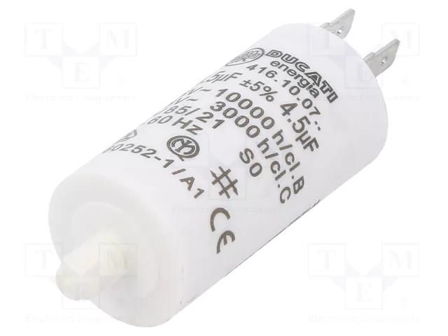 Capacitor: polypropylene; motors, run; 4.5uF; 425VAC; Ø28x55mm DUCATI ENERGIA 4.16.10.07.64