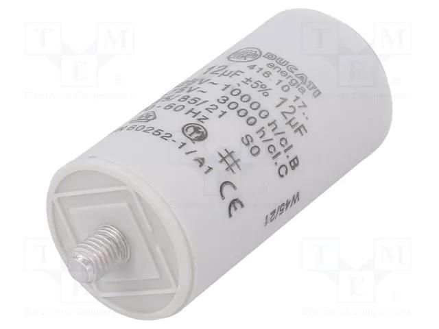 Capacitor: polypropylene; motors, run; 12uF; 475VAC; Ø36x70mm DUCATI ENERGIA 4.16.10.17.27