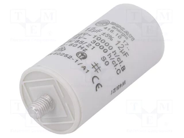 Capacitor: polypropylene; motors, run; 12uF; 475VAC; Ø36x70mm; ±5% DUCATI ENERGIA 4.16.10.17.27