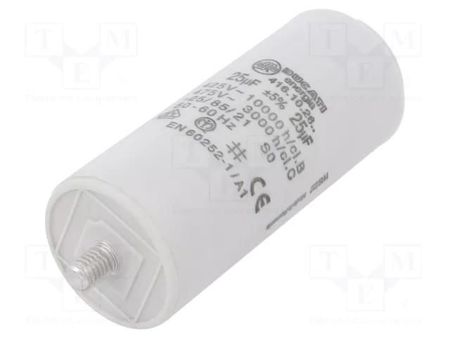 Capacitor: polypropylene; motors, run; 25uF; 475VAC; Ø40x92mm DUCATI ENERGIA 4.16.10.26.27