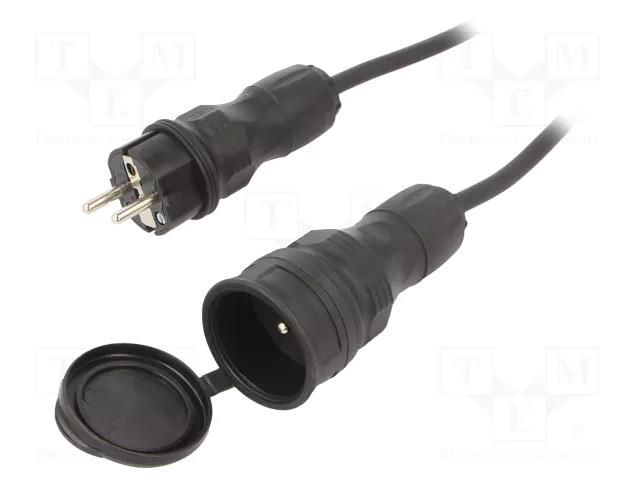 Extension lead; 3x1.5mm2; Sockets: 1; rubber; black; 10m; 16A KEL W-99145
