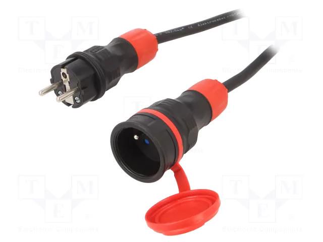 Extension lead; 3x1.5mm2; Sockets: 1; rubber; black; 15m; 16A KEL W-99192