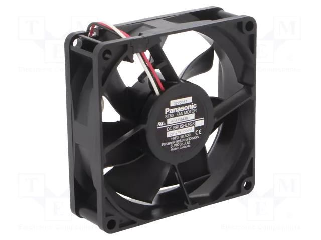Fan: DC; axial; 12VDC; 80x80x25mm; 44.4m3/h; 19dBA; ball; 2000rpm PANASONIC ASFP84391