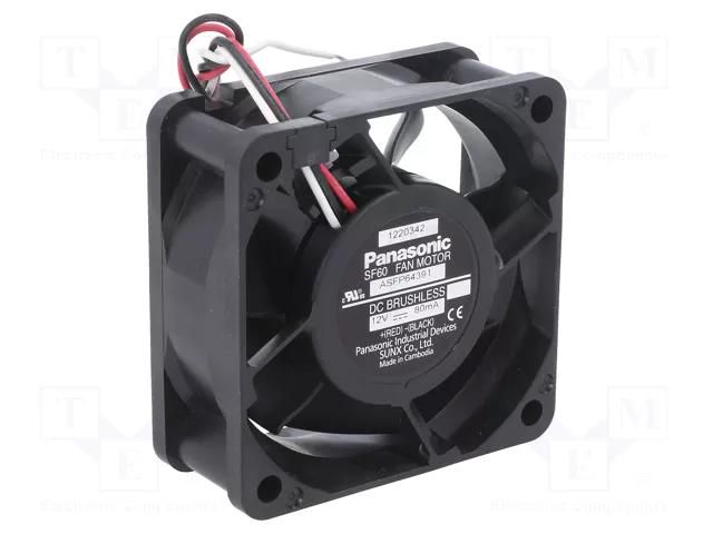 Fan: DC; axial; 12VDC; 60x60x25mm; 24.6m3/h; 21dBA; ball; 3000rpm PANASONIC ASFP64391