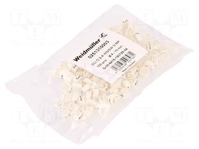Markers; Marking: 3; 4÷10mm; PVC; white; -30÷80°C; leaded; CLI C WEIDMÜLLER WM-0251310003