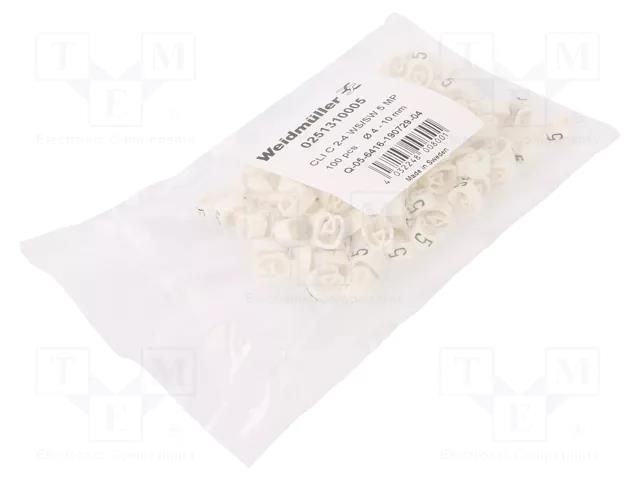 Markers; Marking: 5; 4÷10mm; PVC; white; -30÷80°C; leaded; CLI C WEIDMÜLLER WM-0251310005