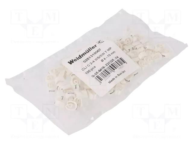 Markers; Marking: 7; 4÷10mm; PVC; white; -30÷80°C; leaded; CLI C WEIDMÜLLER WM-0251310007