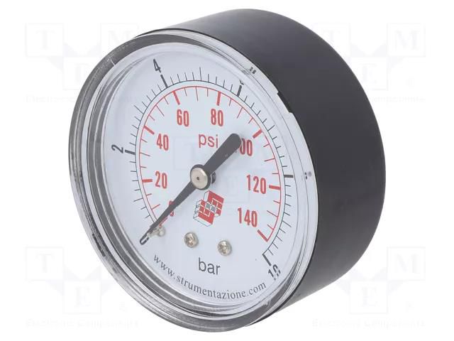 Manometer; 0÷10bar; non-aggressive liquids,inert gases; 63mm PNEUMAT M63A.PL010G14