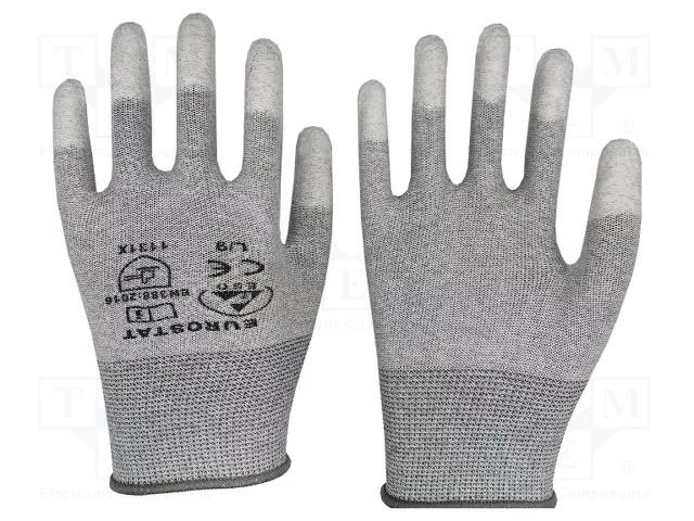 Cleanroom acces: protective gloves; grey; XL; ISO 7; ESD; <1GΩ EUROSTAT GROUP ERS-516800515B