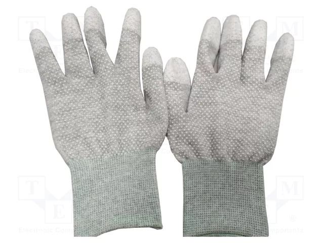 Protective gloves; ESD; S; copper,polyamide; grey; <10GΩ EUROSTAT GROUP ERS-516901403