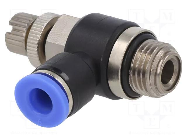 Throttle-check valve; -0.95÷15bar; nickel plated brass,PBT PNEUMAT 188.014-6