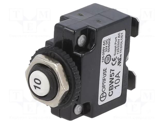 Fuse: thermal; 10A; Imax: 1kA; 125V,250V; 32VDC,50VDC OPTIFUSE CBW57-PB-10A-5X