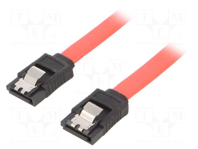 Cable: SATA; SATA plug,both sides; 0.5m; SATA III; Cablexpert; red GEMBIRD CC-SATAM-DATA
