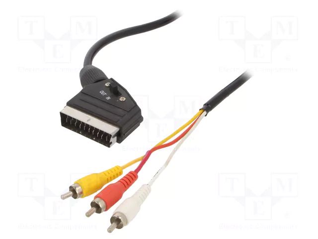 Cable; RCA plug x3,SCART plug; 1.8m; black GEMBIRD CCV-519-001