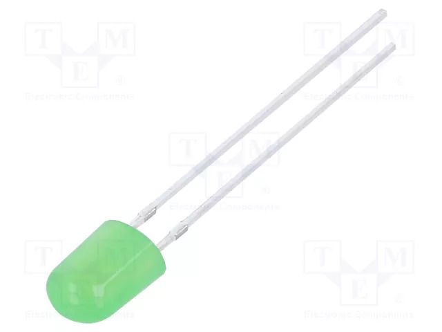 LED; green; oval; 5.2x3.8x7mm; 2180÷3000mcd; 100/40°; Front: convex OPTOSUPPLY OSG5DA5JB4B-0.5