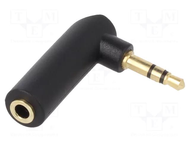 Adapter; Jack 3.5mm 3pin angled plug,Jack 3.5mm socket; black GEMBIRD A-3.5M-3.5FL