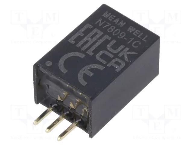 Converter: DC/DC; Uin: 13÷36VDC; Uout: 9VDC; Iout: 0÷1000mA; THT; N78 MEAN WELL N7809-1C