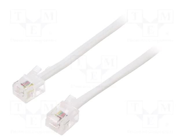 Cable: telephone; RJ11 plug,both sides; 10m; white GEMBIRD TC6P4C-10M