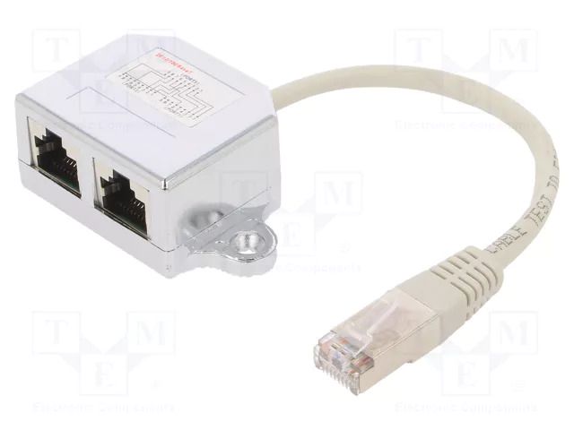 Splitter; RJ45 socket x2,RJ45 plug x1; 0.15m; F/UTP; Colour: grey GEMBIRD NCA-SP-02