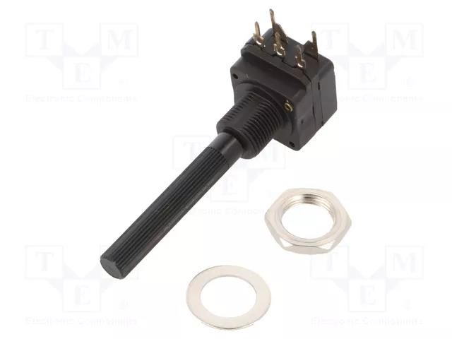 Potentiometer: shaft; 250kΩ; 200mW; THT; 6mm; plastic; mono; carbon PIHER PC16SH-250K-S