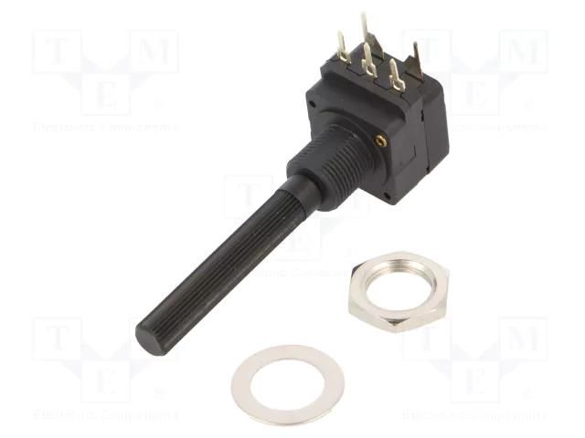 Potentiometer: shaft; 500kΩ; 200mW; THT; 6mm; plastic; mono; carbon PIHER PC16SH-500K-S