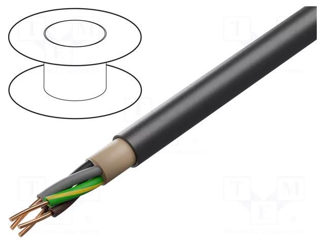 Wire; NYY; 4G6mm2; round; wire; Cu; PVC; black; 600V,1kV HELUKABEL NYY-J-4G6-RE