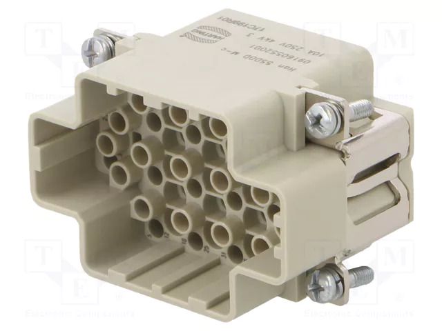 Connector: HDC; contact insert; male; 10A; 250V; Han® DDD; PIN: 55 HARTING 09160552001