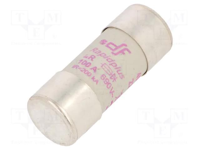 Fuse: fuse; 100A; 690VAC; 700VDC; aR; 22x58mm DF ELECTRIC 491335