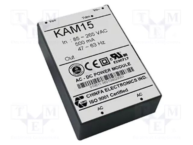 Converter: AC/DC; 15W; Uin: 85÷265VAC; 15VDC; Iout: 1A; 82% CHINFA ELECTRONICS AC15W85-265/15