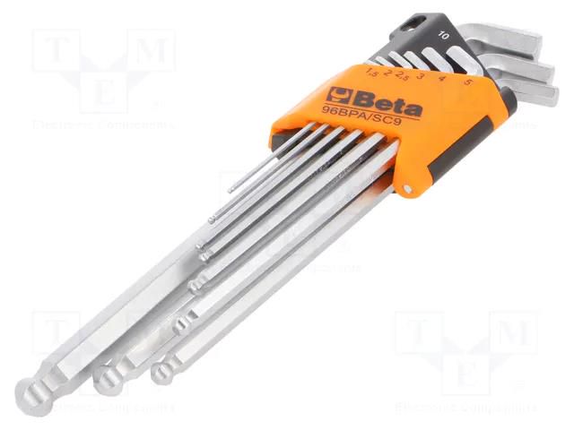 Wrenches set; hex key,spherical; 9pcs. BETA BE96BPA/SC9