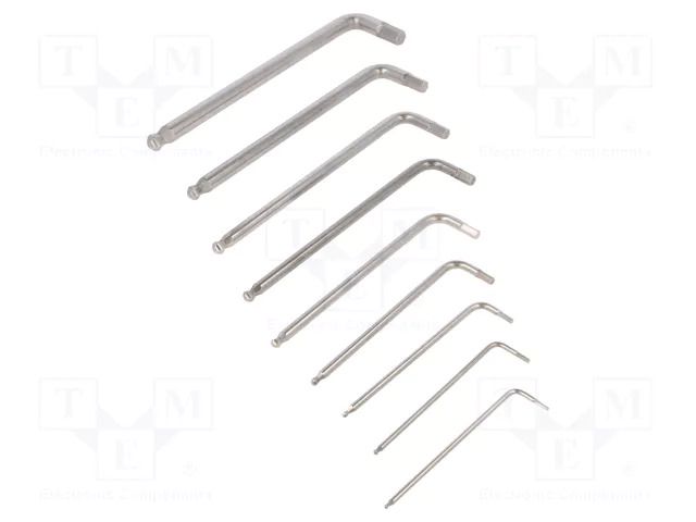 Wrench-set; hex key,spherical; stainless steel; 9pcs. BETA BE96BPINOX/B9