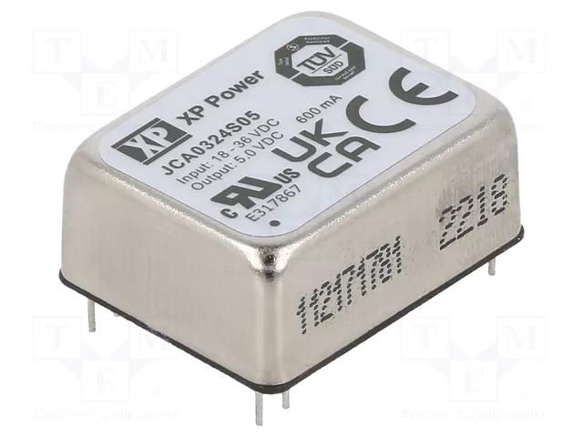 Converter: DC/DC; 3W; Uin: 18÷36VDC; Uout: 5VDC; Iout: 600mA; THT; JCA XP POWER JCA0324S05