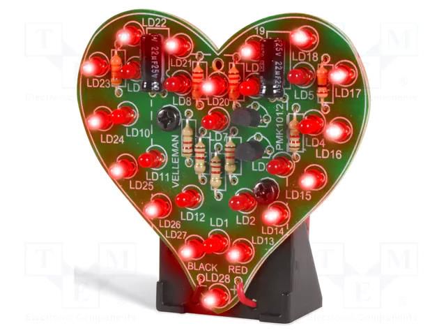 Flashing heart; visual effects; No.of diodes: 28; red; WHADDA VELLEMAN VEL-WSSA101