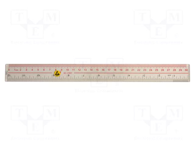 ESD; ABS; <0.1MΩ; 300mm; Office Equipment: ruler EUROSTAT GROUP ERS-410920101