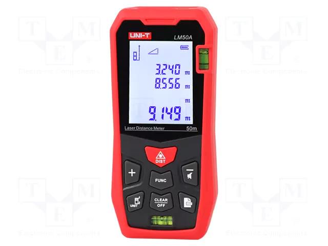 Distance meter; LCD 2"; 50m; Meas.accur: ±2mm; Resol: 0,001m UNI-T LM50A