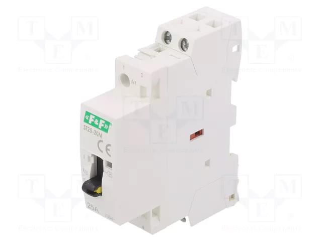 Contactor: 2-pole installation; 25A; 220÷240VAC; NO x2; IP20 F&F ST25-20-M