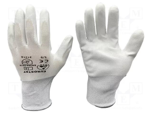 Protective gloves; ESD; L; white; <10MΩ EUROSTAT GROUP ERS-516801610B