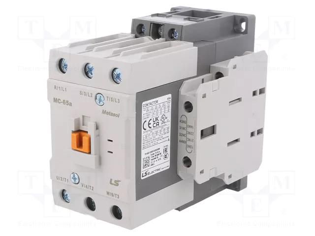 Contactor: 3-pole; NO x3; Auxiliary contacts: NO + NC; 48VDC; 65A LS ELECTRIC MC-65A-48VDC