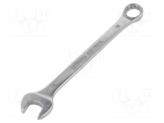 Wrench; combination spanner; 16mm; stainless steel BETA BE42INOX/16
