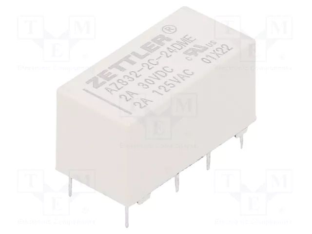 Relay: electromagnetic; DPDT; Ucoil: 24VDC; 3A; 2A/125VAC; 2A/30VDC ZETTLER AZ832-2C-24DME