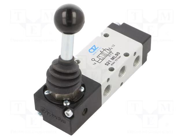 Mechanical valve; -0.9÷10bar; 5/2 monostable; Thread: G 1/8" PNEUMAT 521-ML90