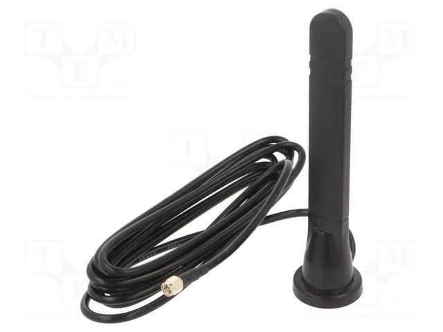 Antenna; black; SMA; 50W; 3300÷3800MHz; 50Ω; 3m; 8dBi; -20÷85°C QOLTEC QOLTEC-57033