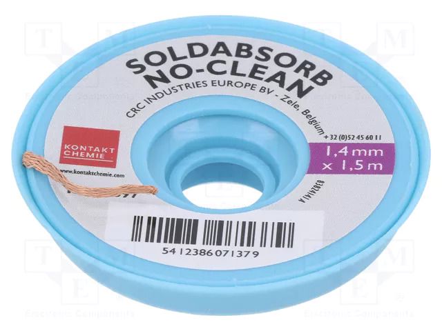 Tape: desoldering; halide-free,rosin; W: 1.4mm; L: 1.5m KONTAKT CHEMIE SOLDABSORB14X15/1