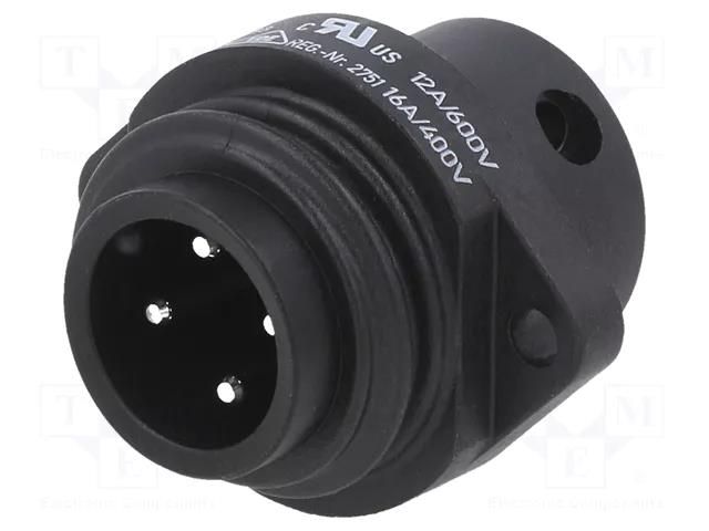 Connector: circular; 600V; 16A; PIN: 4; socket; male; screw terminal BINDER 09-4223-00-04