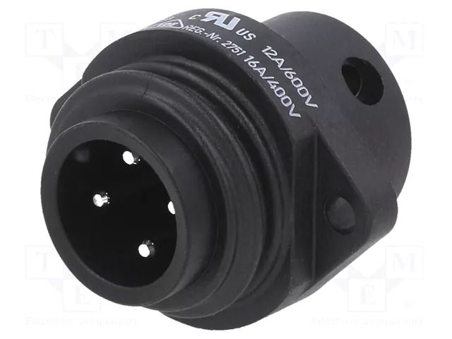 Connector: circular; 600V; 16A; PIN: 4; socket; male; screw terminal BINDER 09-4223-00-04