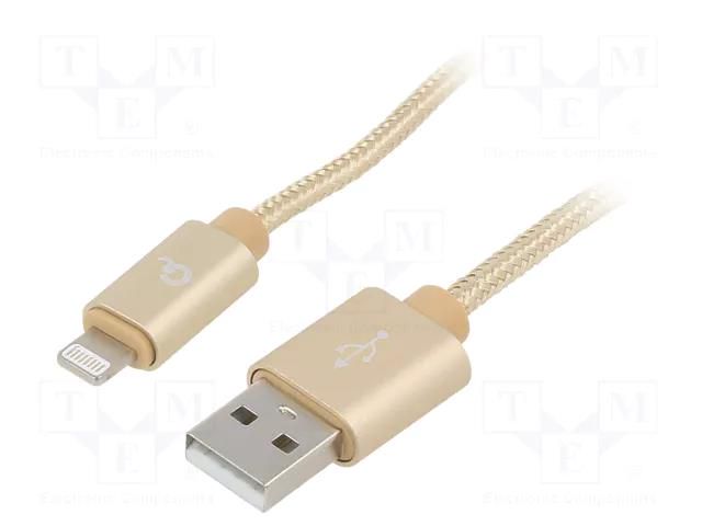 Cable; USB 2.0; Apple Lightning plug,USB A plug; gold-plated GEMBIRD CCB-MUSB2B-AMLM-6G