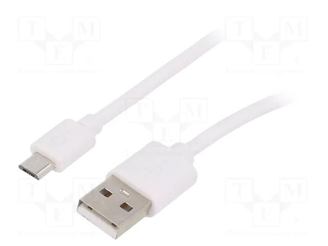 Cable; USB 2.0; USB A plug,USB B micro plug; 2m; white Goobay USBA-BMIC/020WH