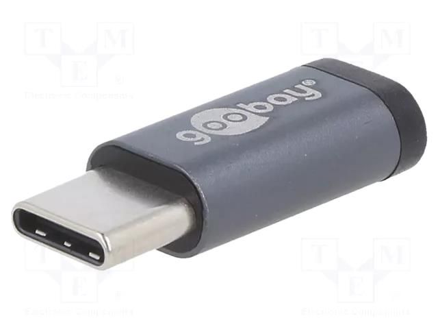 Adapter; OTG,USB 2.0; USB B micro socket,USB C plug; grey Goobay USBC/B-ADAP-GY